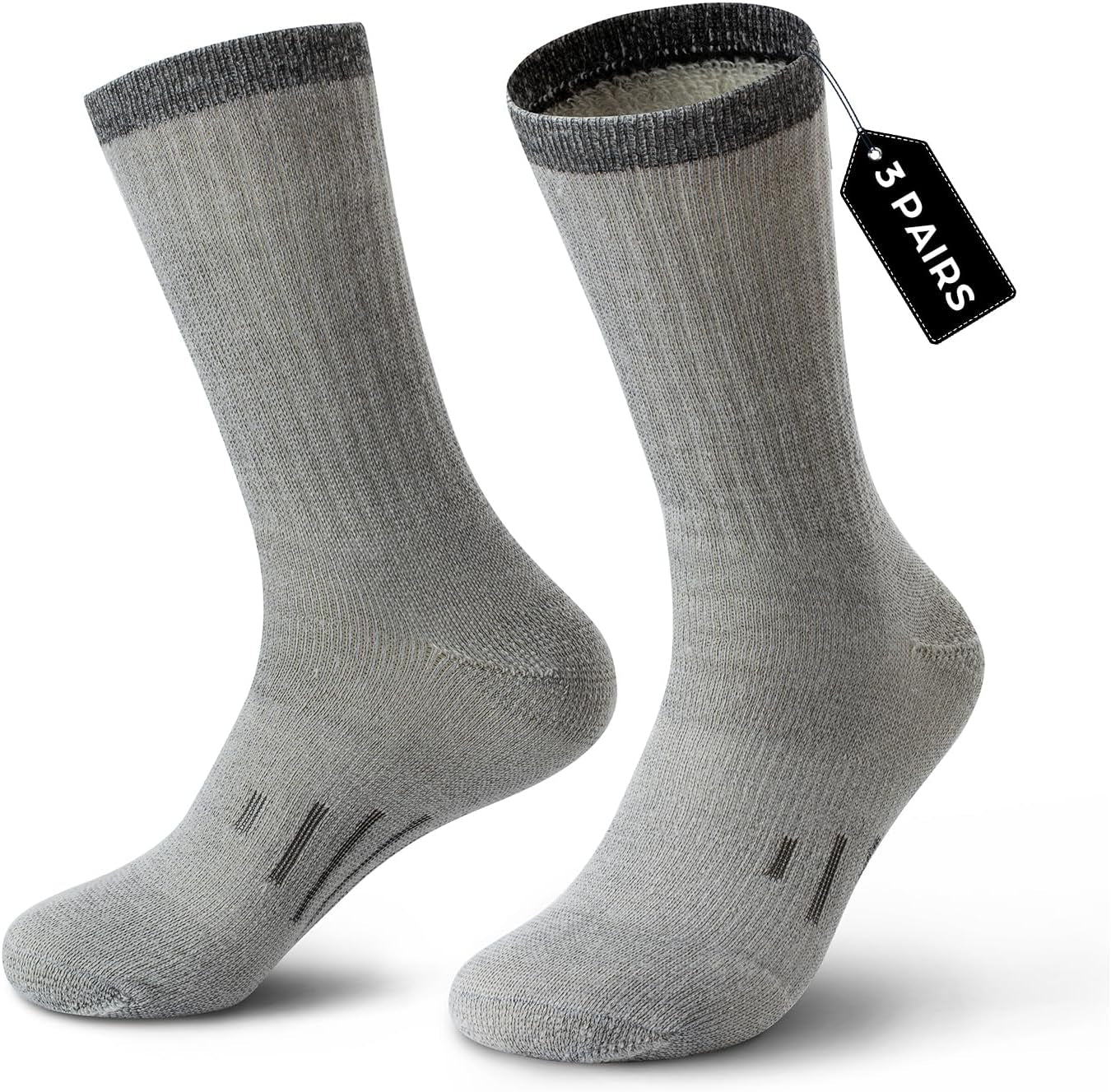 Merino Wool Socks for Men Women - 3 or 6 Pairs 80% Wool - Hiking Socks Warm Socks Crew Style Thermal Moisture Wicking