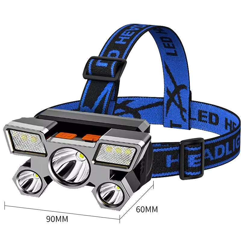 USB Rechargeable Headlamp Portable 5LED Headlight Built in Battery Torch Portable Working Light Fishing Camping Head Light for T