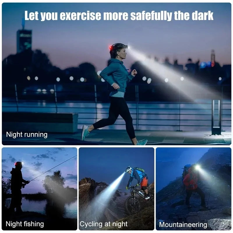 Powerful LED Induction Headlamp Use18650 Rechargeable Battery Headlight Aluminium Outdoor Camping Lamp High Lumen Head Torch