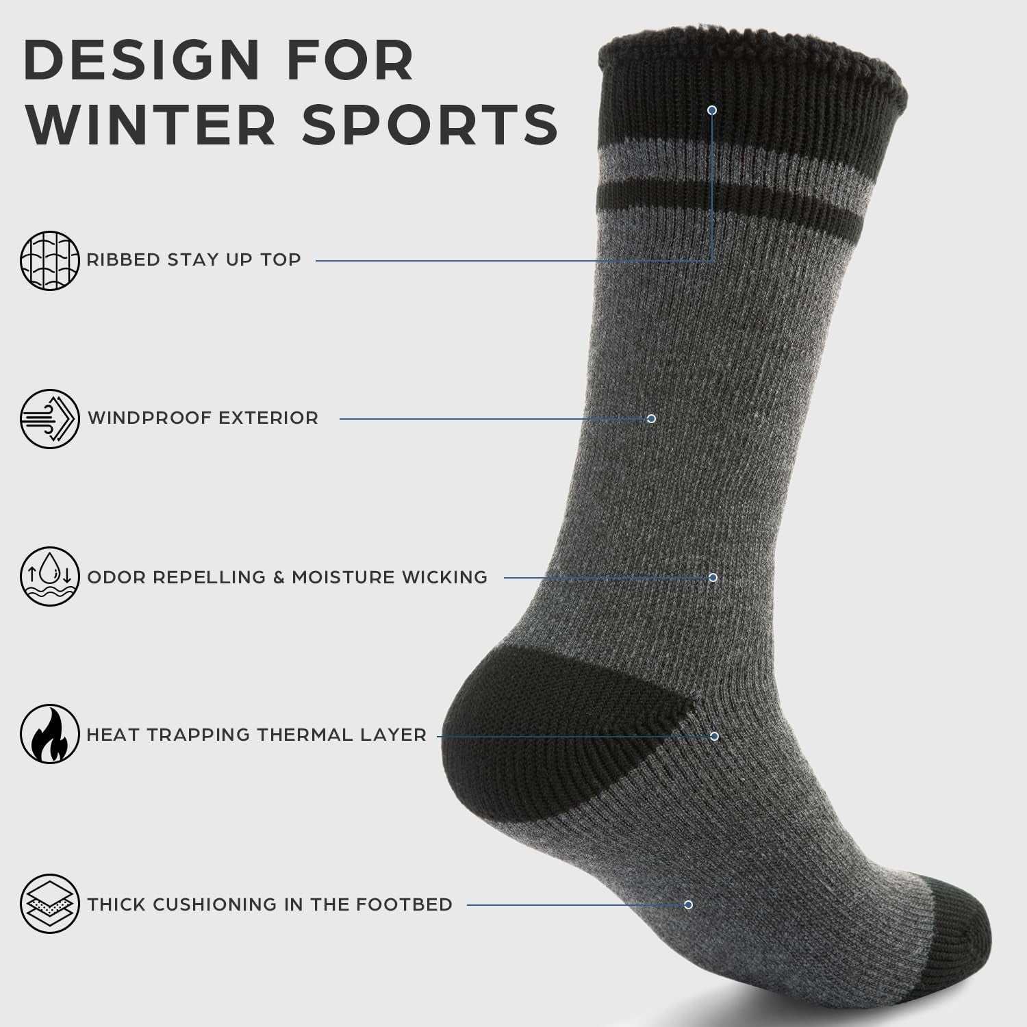 Winter Thermal Socks - Warm Sock for Men Women Cold Weather - Insulated Socks Thick Snow Sock