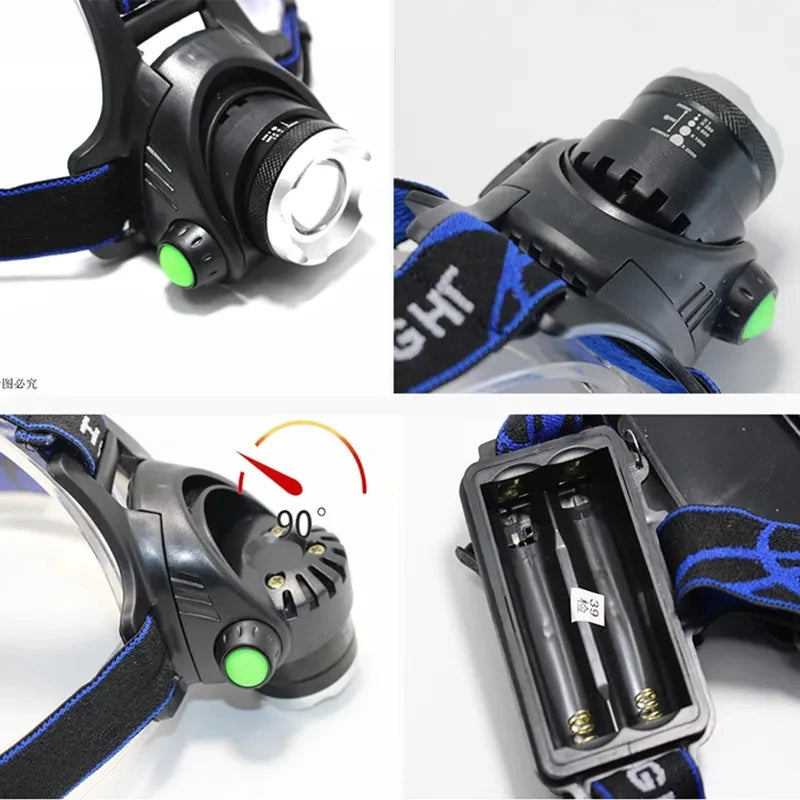 Powerful LED Induction Headlamp Use18650 Rechargeable Battery Headlight Aluminium Outdoor Camping Lamp High Lumen Head Torch
